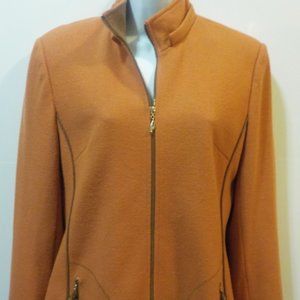 Jinhaima Orange Wool Coat zip up